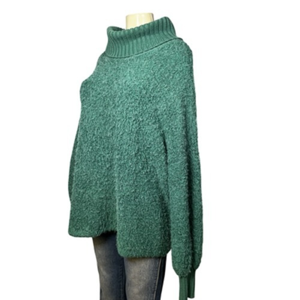 Free People Sweater Womens Small Green Turtleneck Oversized Dolman Pullover